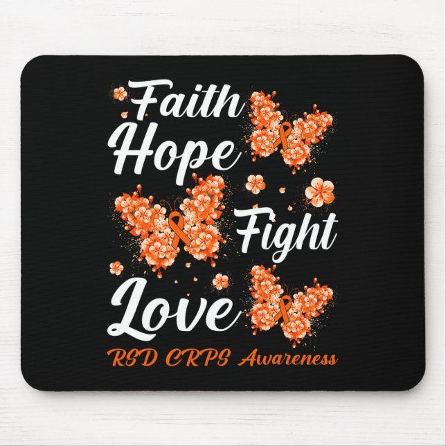 Alfombrilla De Ratón Faith Hope Fight Love RSD CRPS Awareness Butterfly (Frente)