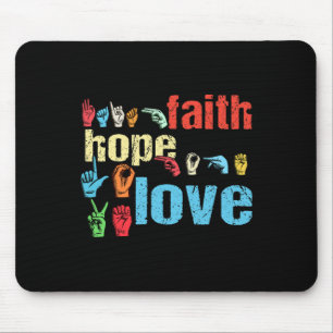Alfombrilla De Ratón Faith Hope Love American Rótulo Language Christian