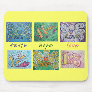 Alfombrilla De Ratón Faith Hope Love Angel Word Collage Mousepad