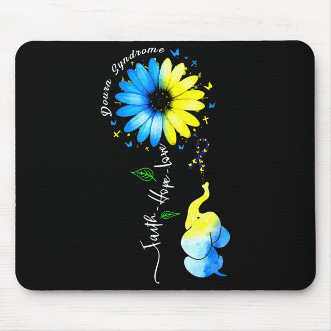 Alfombrilla De Ratón Faith Hope Love Awareness Down's Syndrome The Blue (Frente)