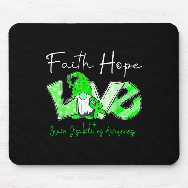 Alfombrilla De Ratón Faith Hope Love Brain Disabilities Conciencia (Frente)
