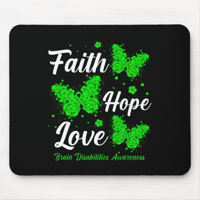 Alfombrilla De Ratón Faith Hope Love Brain Disabilities Sensibilización (Frente)