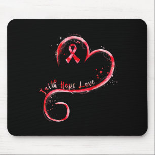 Alfombrilla De Ratón Faith Hope Love Burgundy Ribbon Brain Aneurysm Awa