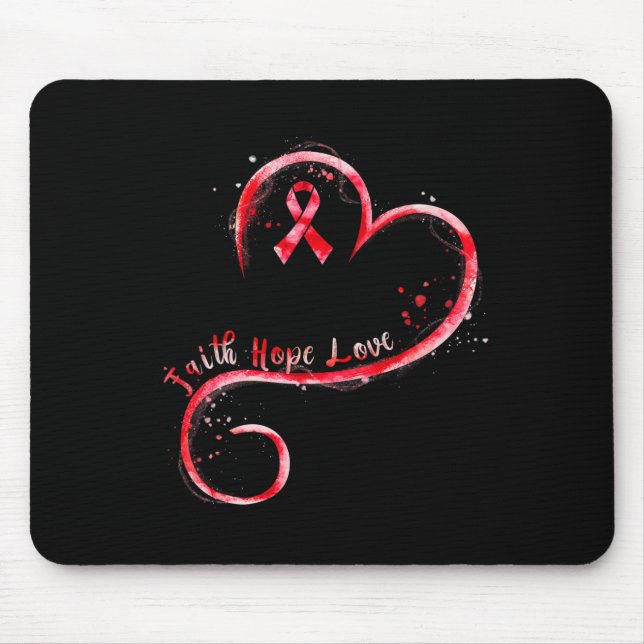 Alfombrilla De Ratón Faith Hope Love Burgundy Ribbon Brain Aneurysm Awa (Frente)