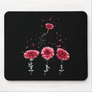Alfombrilla De Ratón Faith Hope Love Burgundy Sunflower Brain Aneurysm
