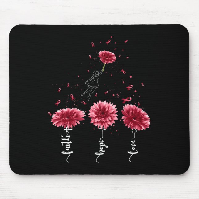 Alfombrilla De Ratón Faith Hope Love Burgundy Sunflower Brain Aneurysm (Frente)