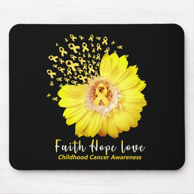 Alfombrilla De Ratón Faith Hope Love Children Cancer Awareness Ribbon (Frente)