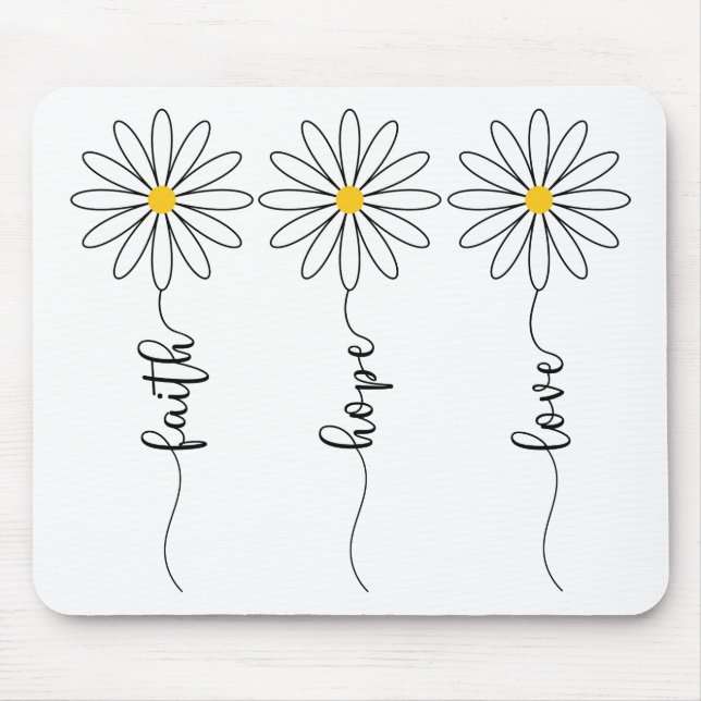 Alfombrilla De Ratón Faith Hope Love Daisies (Frente)