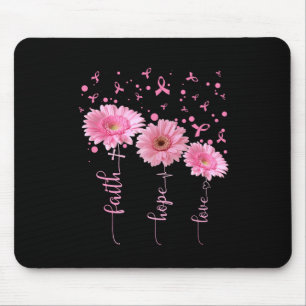 Alfombrilla De Ratón Faith Hope Love Daisy Pink Ribbon Rupa Cancer Aw