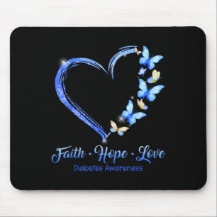 Alfombrilla De Ratón Faith Hope Love Diabetes Awareness Blue Butterflie