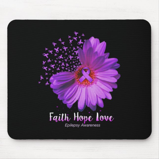 Alfombrilla De Ratón Faith Hope Love Epilepsy Awareness Sunflower (Frente)