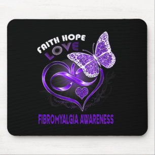 Alfombrilla De Ratón Faith Hope Love Fibromialgia Awareness Heart Butte