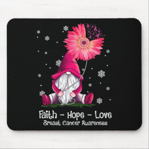 Alfombrilla De Ratón Faith Hope Love Gnome Pink Sunflower Breast Cancer