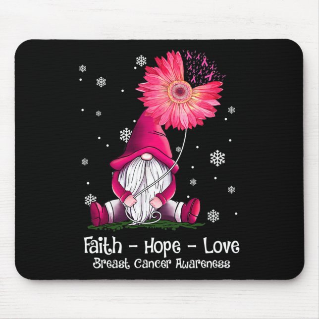 Alfombrilla De Ratón Faith Hope Love Gnome Pink Sunflower Breast Cancer (Frente)