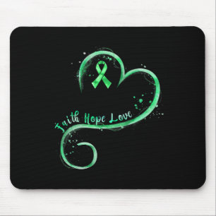 Alfombrilla De Ratón Faith Hope Love Green Ribbon Kidney Disease Awaren