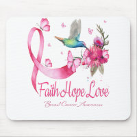 Faith Hope Love Hummingbird Ribbon Cáncer de Mama