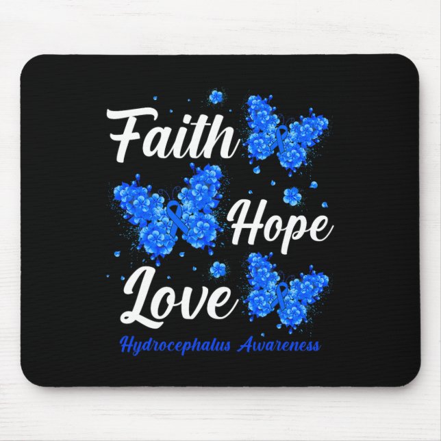 Alfombrilla De Ratón Faith Hope Love Hydrocephalus Awareness Butterfly (Frente)