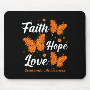 Alfombrilla De Ratón Faith Hope Love Leukemia Awareness Butterfly