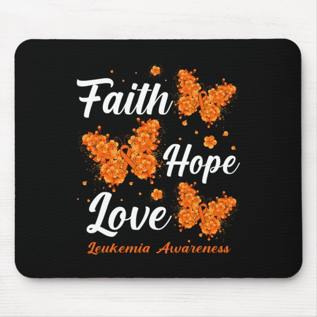 Alfombrilla De Ratón Faith Hope Love Leukemia Awareness Butterfly (Frente)