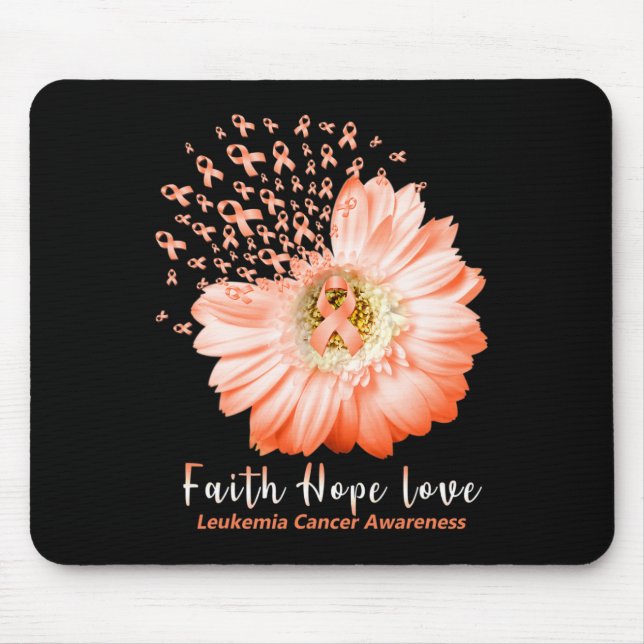Alfombrilla De Ratón Faith Hope Love Leukemia Awareness Naranja Ribbon  (Frente)