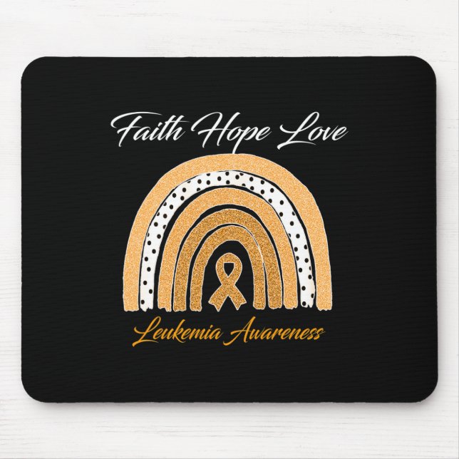 Alfombrilla De Ratón Faith Hope Love Leukemia Awareness Ribbon Naranja  (Frente)
