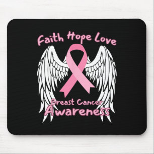 Alfombrilla De Ratón Faith Hope Love Mama Cancer Awareness Wings Pink