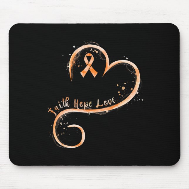 Alfombrilla De Ratón Faith Hope Love Naranja Ribbon Leukemia Awareness (Frente)