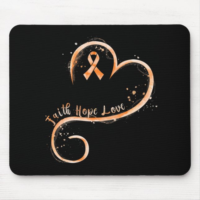 Alfombrilla De Ratón Faith Hope Love Naranja Ribbon Leukemia Awareness (Frente)