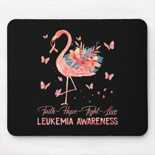 Alfombrilla De Ratón Faith Hope Love Pink Flamingo Breve Leucemia Awar (Frente)