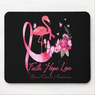 Alfombrilla De Ratón Faith Hope Love Pink Flamingo Ribbon Cáncer de Mam