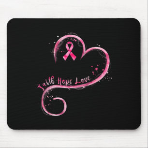 Alfombrilla De Ratón Faith Hope Love Pink Ribbon Brem Cancer Awarenes