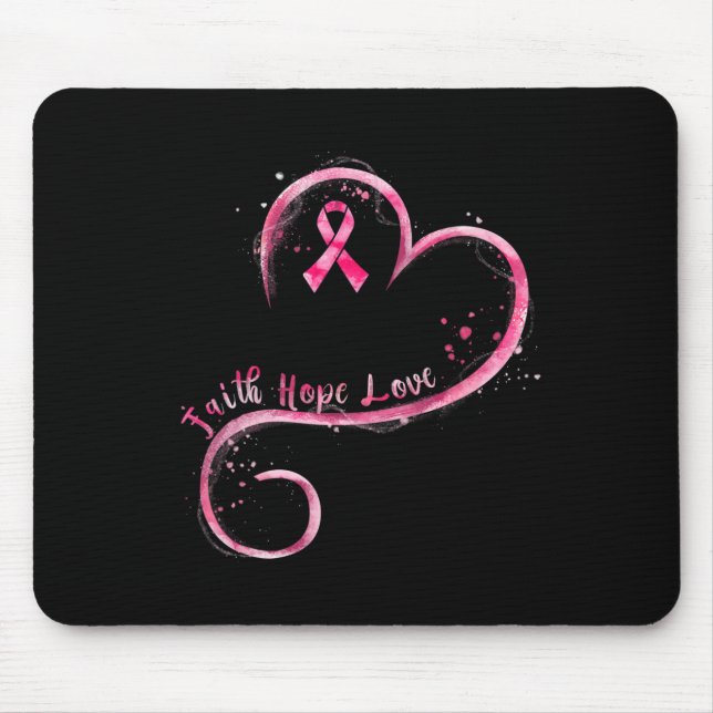 Alfombrilla De Ratón Faith Hope Love Pink Ribbon Brem Cancer Awarenes (Frente)