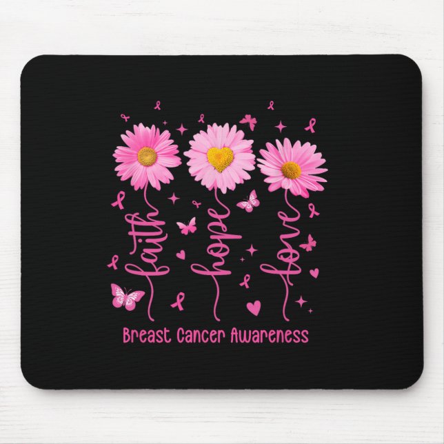 Alfombrilla De Ratón Faith Hope Love Pink Ribbon Brem Cancer Awarenes (Frente)