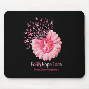 Alfombrilla De Ratón Faith Hope Love Pink Ribbon Sunflower Breve Cance