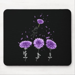Alfombrilla De Ratón Faith Hope Love Purple Sunflower Overdose Awarenes