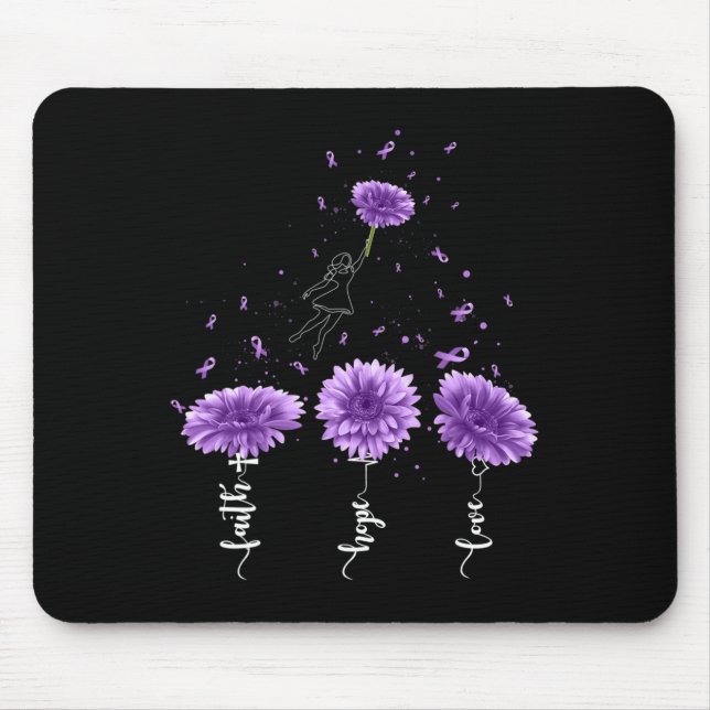 Alfombrilla De Ratón Faith Hope Love Purple Sunflower Overdose Awarenes (Frente)