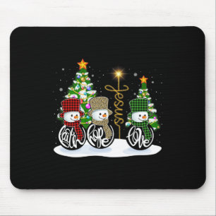 Alfombrilla De Ratón Faith Hope Love Snowman Jesus Fun Xmas Cross Para