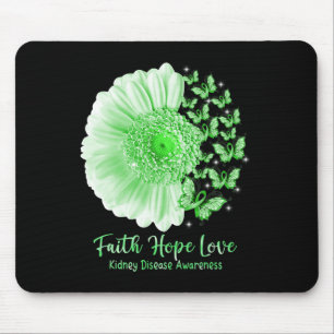 Alfombrilla De Ratón Faith Hope Love Sunflower Butterfly Kidney Disease