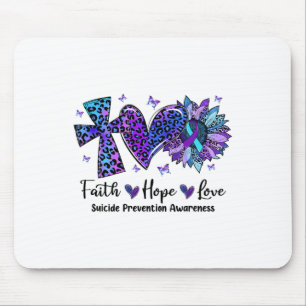 Alfombrilla De Ratón Faith Hope Love Sunflower Leopard Suicide Awarenes