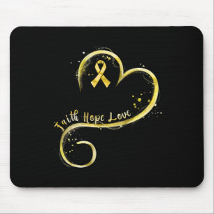 Alfombrilla De Ratón Faith Hope Love Yellow Ribbon Children Cancer Awa