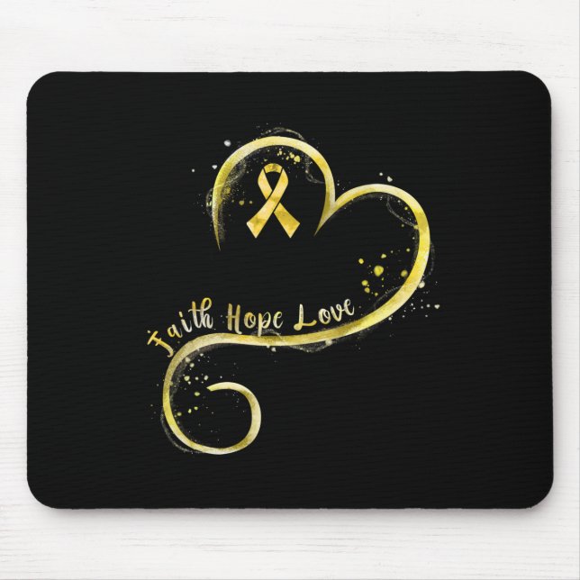 Alfombrilla De Ratón Faith Hope Love Yellow Ribbon Children Cancer Awa (Frente)
