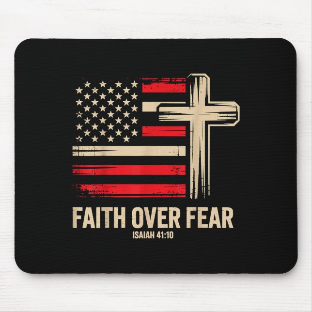 Alfombrilla De Ratón Faith Over Fear American Flag  (Frente)