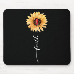 Alfombrilla De Ratón Faith Sunflower Burgundy Ribbon Aneurysm Awa