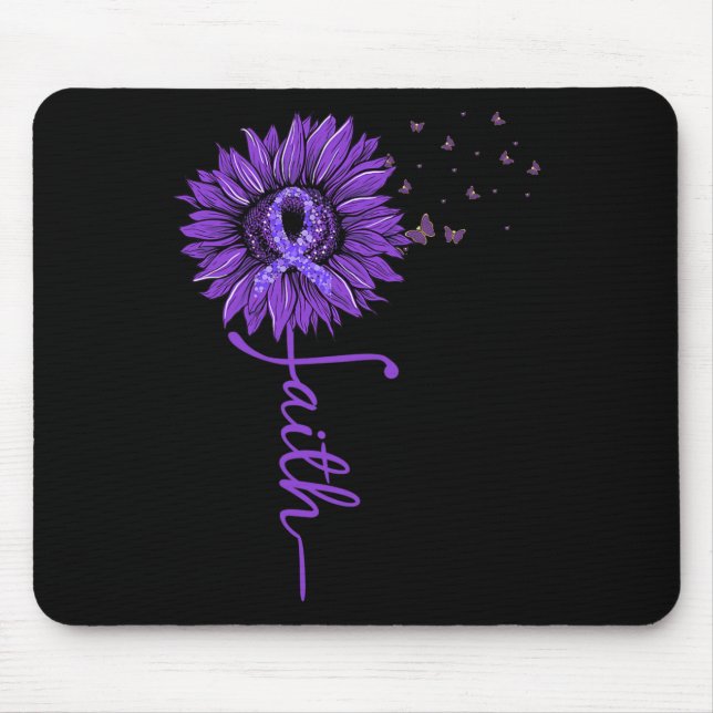 Alfombrilla De Ratón Faith Sunflower La conciencia de Heimer púrpura (Frente)