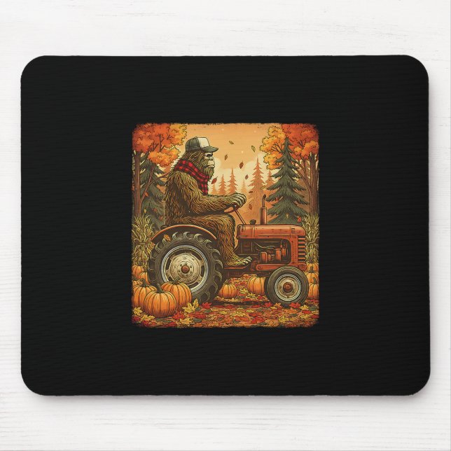 Alfombrilla De Ratón Fall Bigfoot Sasquatch Thanksgiving Autumn Farmer  (Frente)