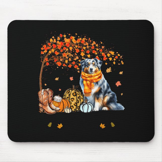 Alfombrilla De Ratón Fall Maple Tree Print Dog Lover Happy Thanksgiving (Frente)