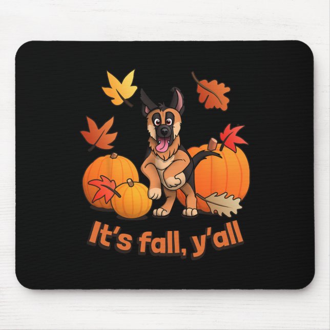 Alfombrilla De Ratón Fall Yall German Shepherd Puppy (Frente)