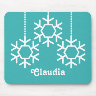 Alfombrilla De Ratón Falleciendo copos de nieve, Mousepad, turquesa