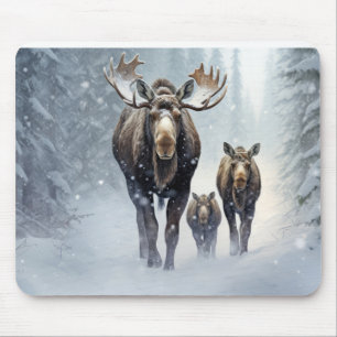 Alfombrilla De Ratón Familia animal de Moose despojada de la naturaleza