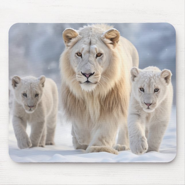 Alfombrilla De Ratón Familia animal leona la naturaleza (Frente)